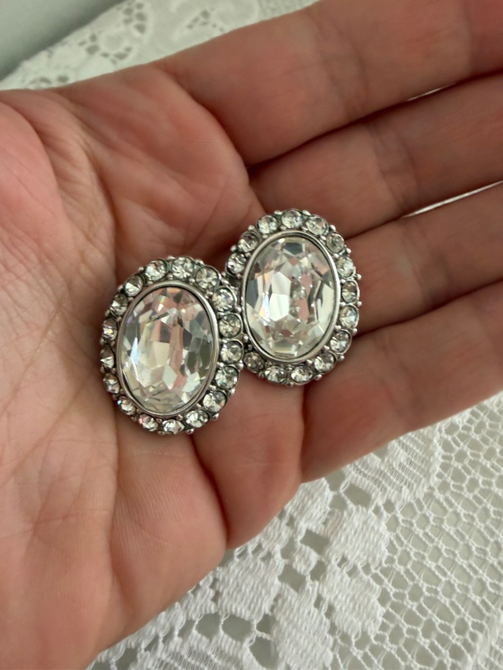 Vintage Signed YSL Crystal Rhinestone Statement Earrings – Pierced